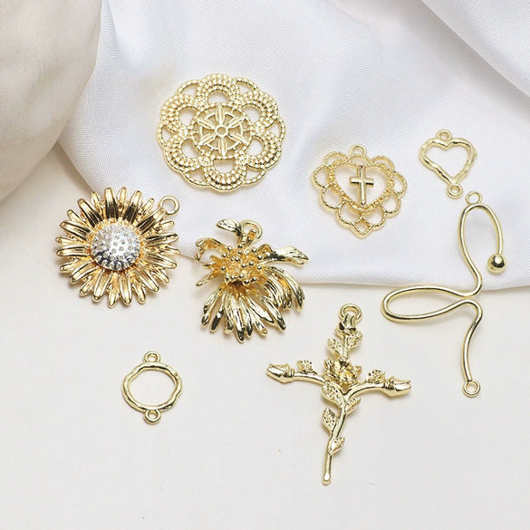 Minimalist Handmade Jewelry Hollow Geometric Flower Pendant Earrings Electroplated