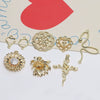Minimalist Handmade Jewelry Hollow Geometric Flower Pendant Earrings Electroplated