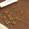 Minimalist Heart Pattern Stainless Steel Necklace And Bracelet Set For Women With Gold Vacuum Plated Finish