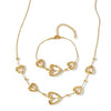 Minimalist Heart Pattern Stainless Steel Necklace And Bracelet Set For Women With Gold Vacuum Plated Finish