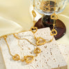 Minimalist Heart Pattern Stainless Steel Necklace And Bracelet Set For Women With Gold Vacuum Plated Finish