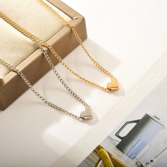Minimalist Heart Shape Alloy Copper Necklace For Women With Electroplating Treatment And Twist Chain Ideal As Fashionable Small Gifts