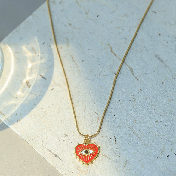 Minimalist Heart Shape Stainless Steel Pendant Necklace Electroplated