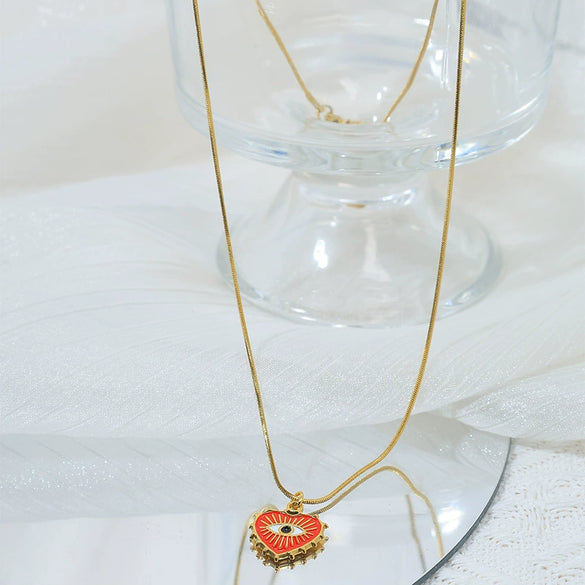 Minimalist Heart Shape Stainless Steel Pendant Necklace Electroplated