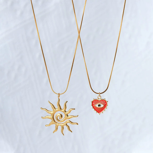 Minimalist Heart Shape Stainless Steel Pendant Necklace Electroplated