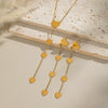 Minimalist Heart Shaped Stainless Steel Jewelry Set With Tassels Electroplated For Women Necklace And Earrings