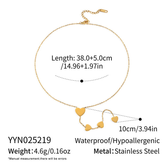 Minimalist Heart Shaped Stainless Steel Jewelry Set With Tassels Electroplated For Women Necklace And Earrings