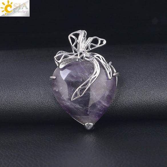 Minimalist Hollow Bow Natural Stone And Alloy Accessories Electroplated Valentine's Day Pendant Necklace