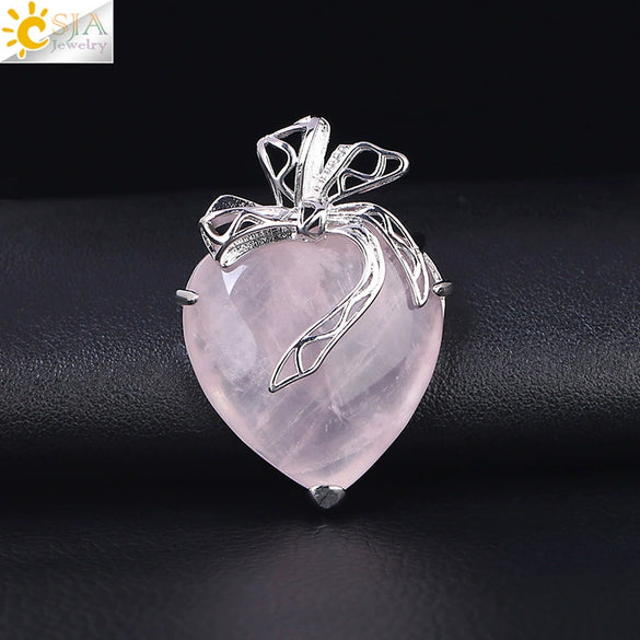 Minimalist Hollow Bow Natural Stone And Alloy Accessories Electroplated Valentine's Day Pendant Necklace