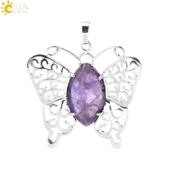 Minimalist Hollow Butterfly Pendant Necklace Charm With Natural Crystal Stone And Electroplated Alloy Copper Buckle Animal Jewelry
