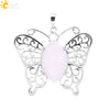 Minimalist Hollow Butterfly Pendant Necklace Charm With Natural Crystal Stone And Electroplated Alloy Copper Buckle Animal Jewelry