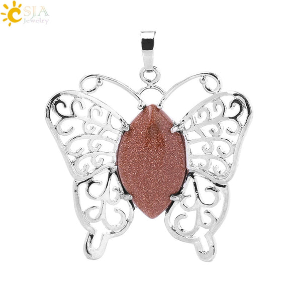 Minimalist Hollow Butterfly Pendant Necklace Charm With Natural Crystal Stone And Electroplated Alloy Copper Buckle Animal Jewelry