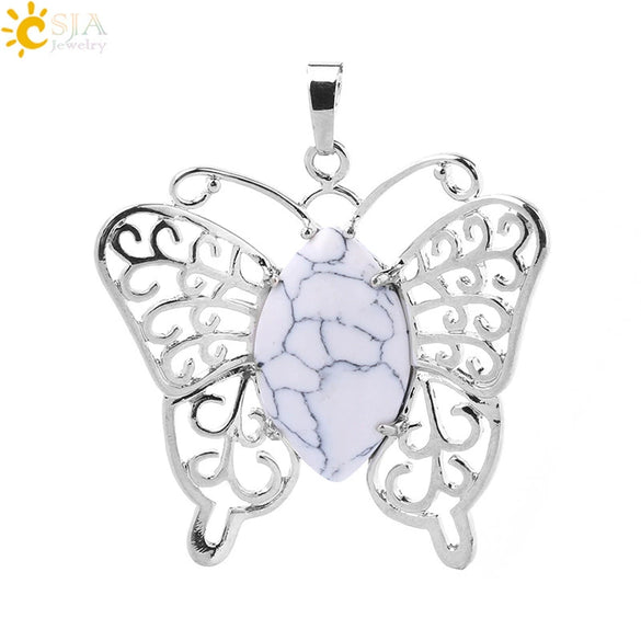 Minimalist Hollow Butterfly Pendant Necklace Charm With Natural Crystal Stone And Electroplated Alloy Copper Buckle Animal Jewelry