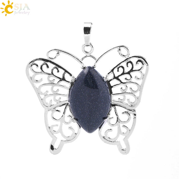 Minimalist Hollow Butterfly Pendant Necklace Charm With Natural Crystal Stone And Electroplated Alloy Copper Buckle Animal Jewelry