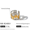 Minimalist Hollow Flower Geometric Stainless Steel Open Ring For Women With Gold Electroplated Finish