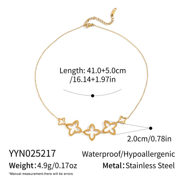 Minimalist Hollow Flower Pendant Necklace For Women Stainless Steel Jewelry With Electroplating Process