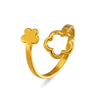Minimalist Hollow Flower Stainless Steel Ring For Women Electroplated Non Fading Sweet Floral Jewelry
