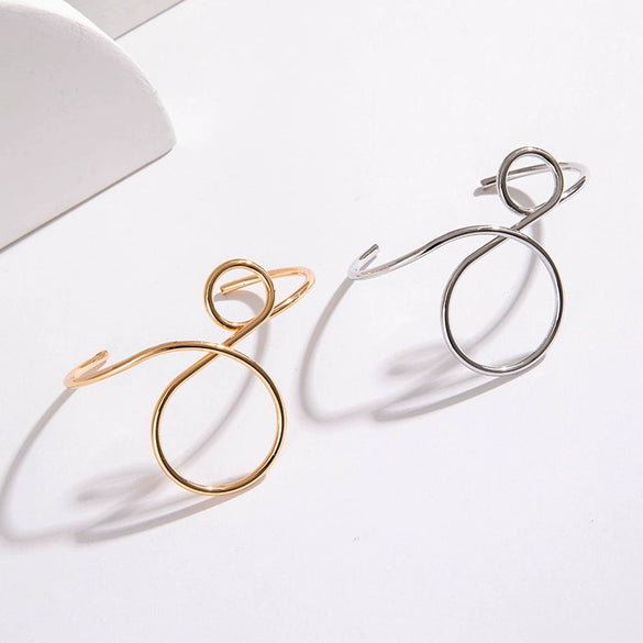 Minimalist Hollow Geometric Iron Bracelet And Open Finger Ring For Women Cold Style Niche Ins Tide