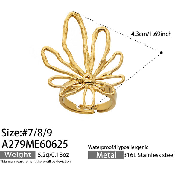 Minimalist Hollow Heart Ring For Women In 316L Stainless Steel With Electroplated Gold Finish Chic Geometric Fashion Jewelry