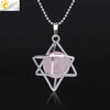 Minimalist Hollow Metal Cage Merkaba Pendant Necklace With Natural Stone Bead Chain Electroplated Crystal Fluorite And Agate Jewelry
