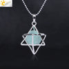Minimalist Hollow Metal Cage Merkaba Pendant Necklace With Natural Stone Bead Chain Electroplated Crystal Fluorite And Agate Jewelry
