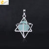 Minimalist Hollow Metal Cage Merkaba Pendant Necklace With Natural Stone Bead Chain Electroplated Crystal Fluorite And Agate Jewelry