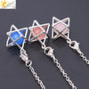 Minimalist Hollow Metal Hexagram Pendulum Pendant With Natural Stone Beads And Alloy Accessories Fun Jewelry