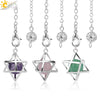 Minimalist Hollow Metal Hexagram Pendulum Pendant With Natural Stone Beads And Alloy Accessories Fun Jewelry