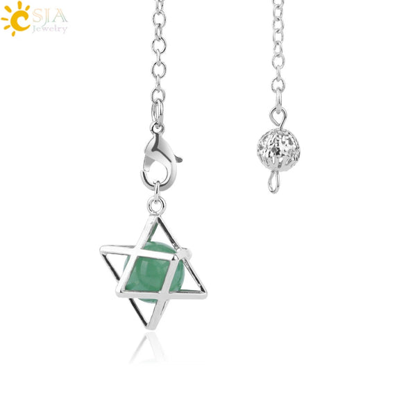 Minimalist Hollow Metal Hexagram Pendulum Pendant With Natural Stone Beads And Alloy Accessories Fun Jewelry