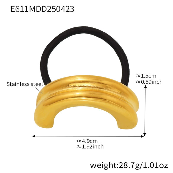 Minimalist Ins Style Stainless Steel Half Round Hair Accessory Hair Rope Hair Tie Ponytail Elastic Band