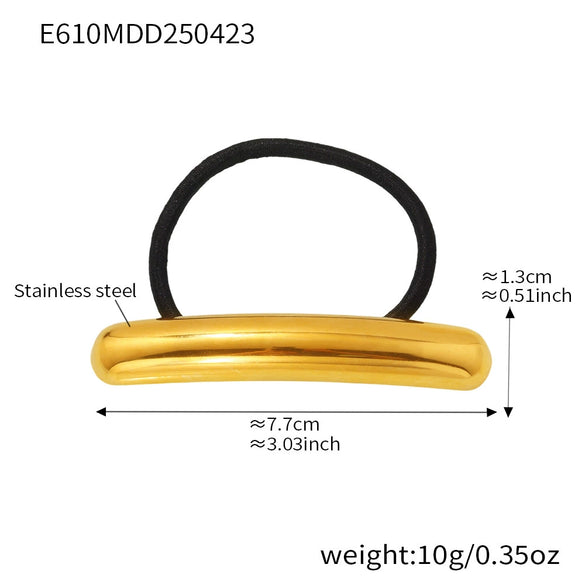 Minimalist Ins Style Stainless Steel Half Round Hair Accessory Hair Rope Hair Tie Ponytail Elastic Band