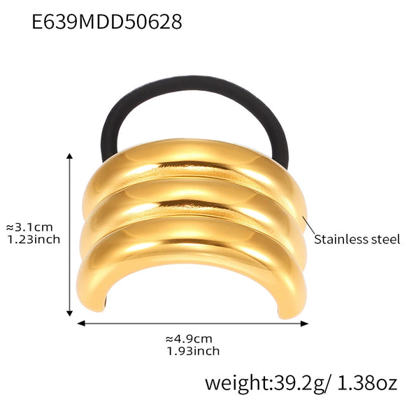 Minimalist Ins Style Stainless Steel Half Round Hair Accessory Hair Rope Hair Tie Ponytail Elastic Band