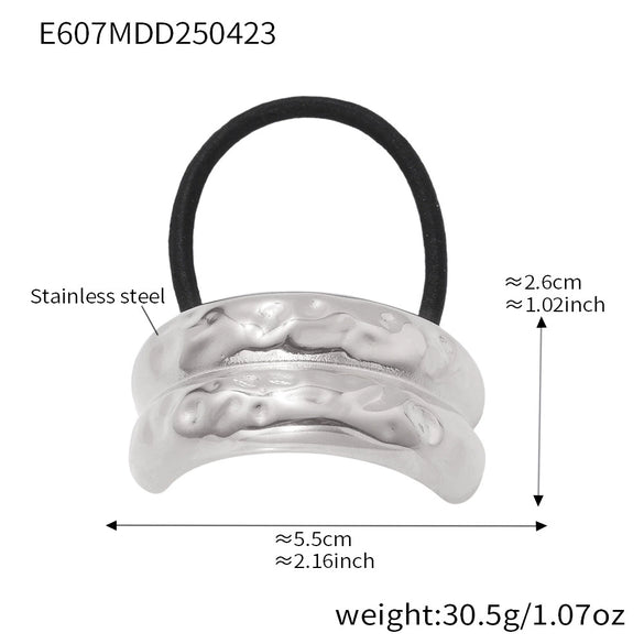 Minimalist Ins Style Stainless Steel Half Round Hair Accessory Hair Rope Hair Tie Ponytail Elastic Band