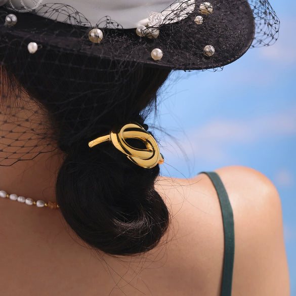 Minimalist Ins Style Stainless Steel Half Round Hair Accessory Hair Rope Hair Tie Ponytail Elastic Band