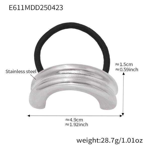 Minimalist Ins Style Stainless Steel Half Round Hair Accessory Hair Rope Hair Tie Ponytail Elastic Band