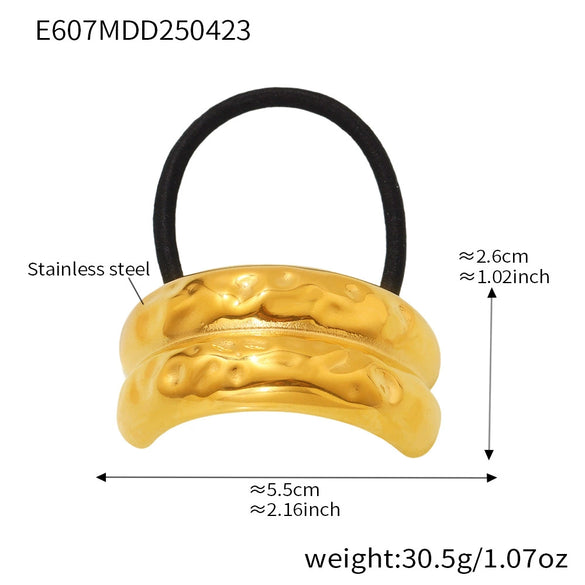 Minimalist Ins Style Stainless Steel Half Round Hair Accessory Hair Rope Hair Tie Ponytail Elastic Band