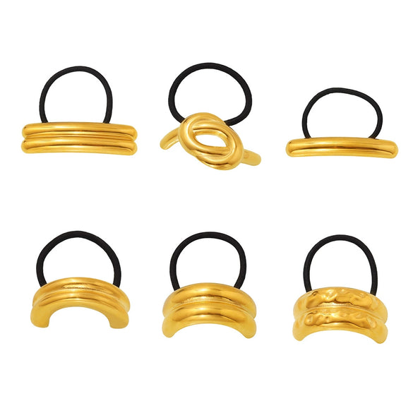 Minimalist Ins Style Stainless Steel Half Round Hair Accessory Hair Rope Hair Tie Ponytail Elastic Band