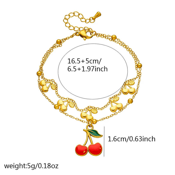 Minimalist Insstyle Stainless Steel Goldplated Fruit Pendant Accessories Set With Oildrip Diamondstudded And Electroplating For Women