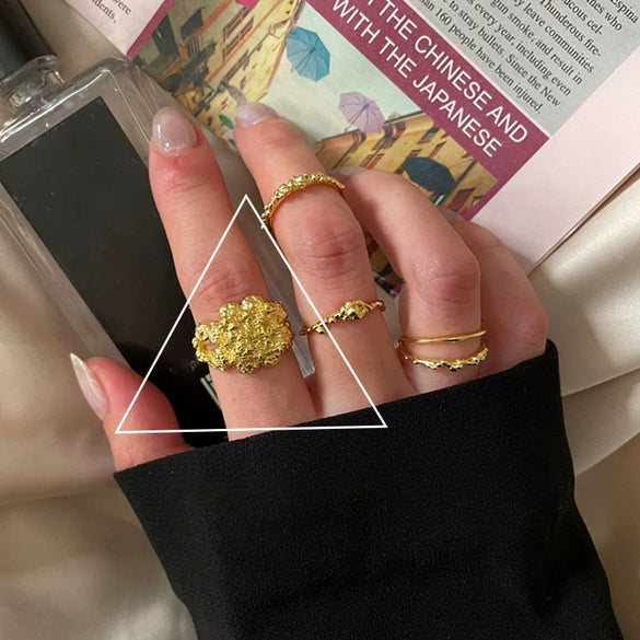 Minimalist Irregular Geometry Open Ring For Women Copper With 18K Gold Electroplated Finish