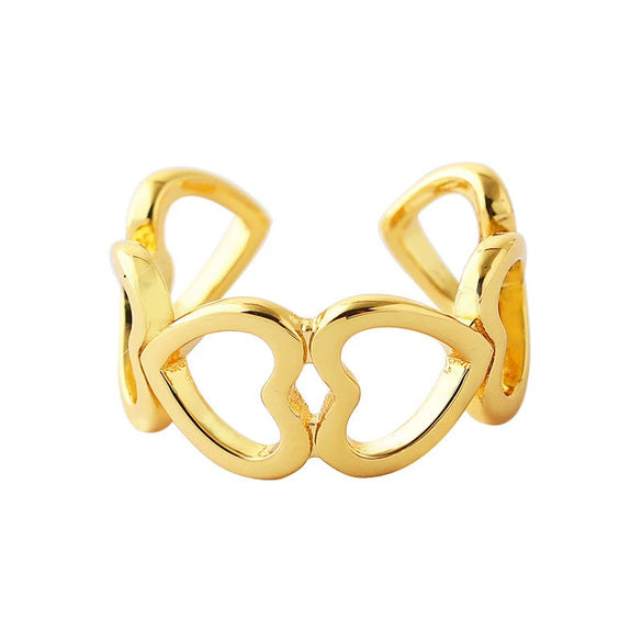 Minimalist Irregular Geometry Open Ring For Women Copper With 18K Gold Electroplated Finish