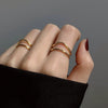 Minimalist Irregular Geometry Open Ring For Women Copper With 18K Gold Electroplated Finish