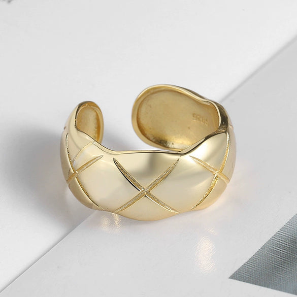 Minimalist Irregular Geometry Open Ring For Women Copper With 18K Gold Electroplated Finish