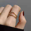 Minimalist Irregular Geometry Open Ring For Women Copper With 18K Gold Electroplated Finish