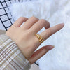 Minimalist Irregular Geometry Open Ring For Women Copper With 18K Gold Electroplated Finish