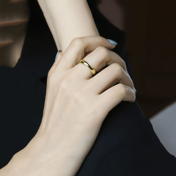 Minimalist Irregular Geometry Open Ring For Women Copper With 18K Gold Electroplated Finish