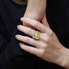 Minimalist Irregular Geometry Open Ring For Women Copper With 18K Gold Electroplated Finish
