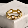 Minimalist Irregular Geometry Open Ring For Women Copper With 18K Gold Electroplated Finish