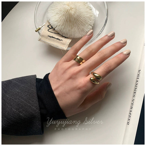 Minimalist Irregular Geometry Open Ring For Women Copper With 18K Gold Electroplated Finish