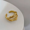 Minimalist Irregular Geometry Open Ring For Women Copper With 18K Gold Electroplated Finish