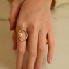 Minimalist Irregular Geometry Open Ring For Women Copper With 18K Gold Electroplated Finish